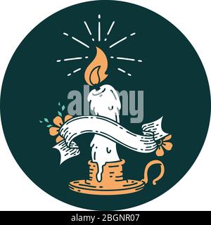 icône d'une bougie de fusion ésoyeuse de style tatouage Illustration de Vecteur