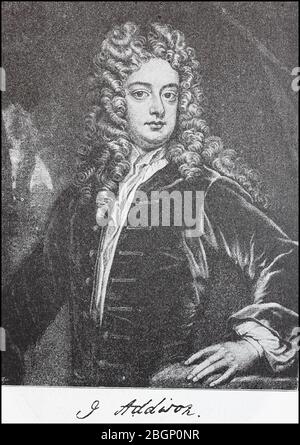 Joseph Addison, 1er mai 1672 - 17 juin 1719, était un poète, politicien et journaliste anglais aux débuts des lumières / Joseph Addison, 1. Mai 1672 - 17. Juni 1719, war ein englischer Dichter, Politiker und Journaliste in der Frühzeit der Aufklärung, Historisch, historique, numérique amélioration de la reproduction d'un original du 19ème siècle / digitale Reproduktion einer Originalvoraus dem 19. Jahrhundert, Banque D'Images