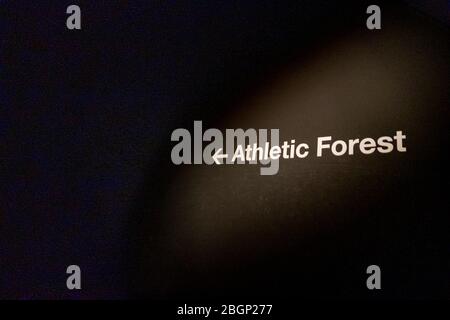 Le panneau Athletic Forest à l'Art numérique sans frontières de TeamLab dans le bâtiment de Mori à Daiba ville Tokyo, Japon 8 février 2020 Banque D'Images