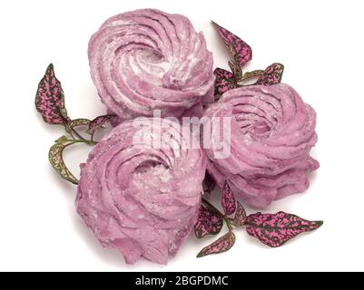 Marshmallow zephyr sur fond blanc Banque D'Images