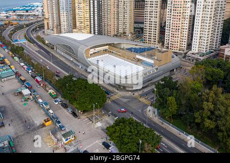 Logement privé de Hong Kong du drone view Banque D'Images