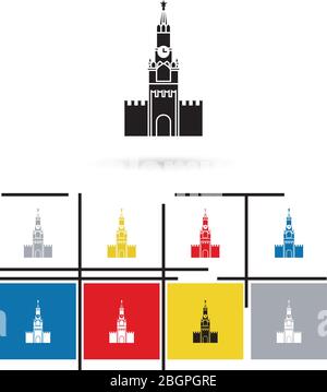 Le Kremlin dans l'icône de Moscou ou le Kremlin dans le signe de Moscou. Pictogramme du Kremlin vectoriel ou symbole du Kremlin Illustration de Vecteur