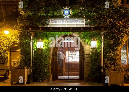 Hotel de la Cité dans la vieille ville de Carcassonne, France, Europe Banque D'Images