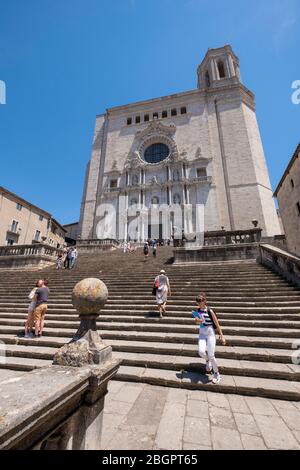 Cathédrale Saint Marie de Gérone, Catalogne, Espagne, Europe Banque D'Images