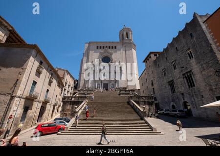 Cathédrale Saint Marie de Gérone, Catalogne, Espagne, Europe Banque D'Images