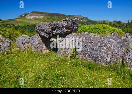 Irlande, Comté Sligo, Tombeau de la Cour de Deerpark. Banque D'Images