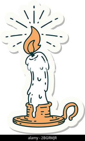 autocollant d'une bougie de fusion ésoyeuse de style tatouage Illustration de Vecteur