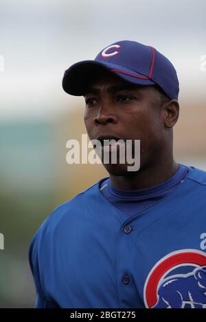 Alfonso Soriano jardin Central de Cubs, El equipo de ligas mayores de Cachorros de Chicago vencio 12 carreras por 7 a Marineros de Seattle, en el s Banque D'Images