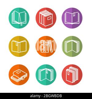 Des icônes d'éducation colorées avec des carnets de lignes isolés vecteur Illustration de Vecteur