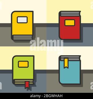 Réserver sur la table en style plat avec l'illustration vectorielle d'ombre Illustration de Vecteur