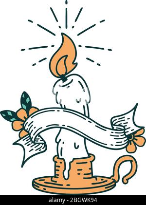 bannière à défilement avec bougie de fusion soyeuse de style tatouage Illustration de Vecteur