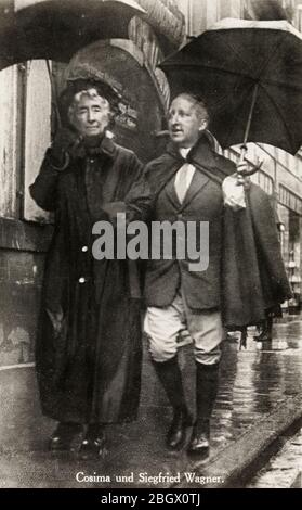 Carte postale de Cosima et Siegfried Wagner, Bayreuth, avant le 11 novembre 1929 Banque D'Images