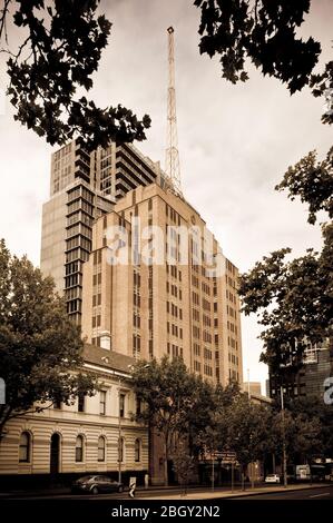 Bâtiments architecturaux emblématiques, quartier des affaires de Melbourne, Victoria, Australie. Banque D'Images