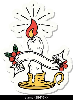 autocollant d'une bougie de fusion ésoyeuse de style tatouage Illustration de Vecteur