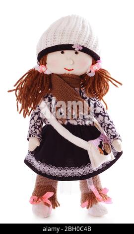 Handmade doll isolated on white Banque D'Images