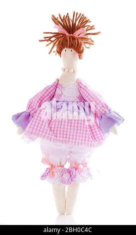 Handmade doll isolated on white Banque D'Images