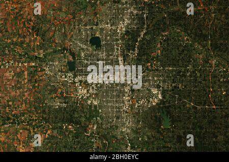 Image satellite haute résolution d'Oklahoma City, États-Unis - contient les données sentinelles Copernicus modifiées (2019) Banque D'Images