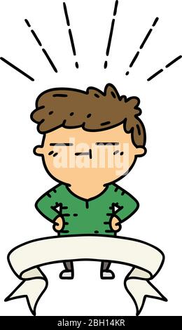 bannière de défilement avec le style tatouage homme heureux Illustration de Vecteur