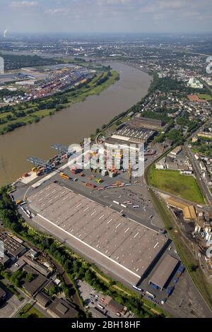 Terminal de conteneurs dans le port du port intérieur Rhein-Ruhr à Richard-Seiffert-Strasse à Duisburg, 09.06.2016, vue aérienne, Allemagne, Rhénanie-du-Nord-Westphalie, Ruhr, Duisburg Banque D'Images