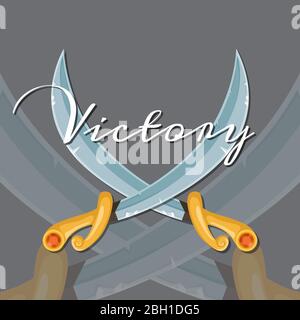 Vector FANTASY style dessin de jeu de dessin de style dessin animé sabres médiévaux croisés à la recherche d'éléments avec des lettres d'illustration Illustration de Vecteur
