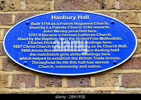 Hanbury Hall, 22, rue Hanbury Spitalfields Banque D'Images