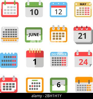 Ensemble de calendriers différents de style plat. Images vectorielles définies pour le calendrier avec illustration du jour et de la semaine du mois Illustration de Vecteur