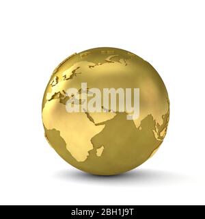 Globe doré montrant le milieu-est. rendu 3d Banque D'Images