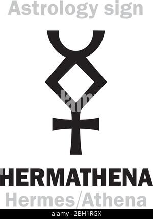 Astrologie Alphabet: HERMATHENA (Hermes+Athena), local ancien sacré de la double divinité de l'éloquence, de l'artisanat, des sciences. Symbole du doublement de la sagesse. Illustration de Vecteur