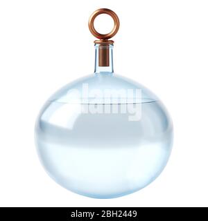 Carafe en verre ronde avec de l'eau et gouttes sur le verre sur un fond blanc. Rendu 3D Banque D'Images