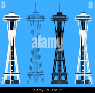 Tour SEATLE en vue de face Illustration de Vecteur