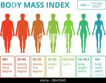 Infographies médicales avec illustrations de l'indice de masse corporelle féminin. Balance de la graisse à la femme de forme physique. Index masse degré femme vecteur Illustration de Vecteur