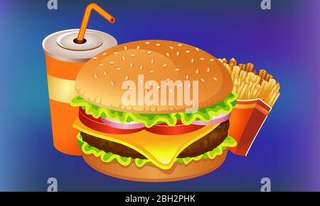en-cas fast food sur fond sombre abstrait Illustration de Vecteur