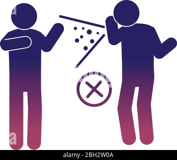 coronavirus covid 19, éviter la toux, la propagation de la maladie, l'illustration vectorielle de pictogramme de santé, icône de style de gradient Illustration de Vecteur