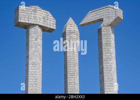 Monument à la fondation du Parti des travailleurs coréens, Pyongyang, Corée du Nord Banque D'Images