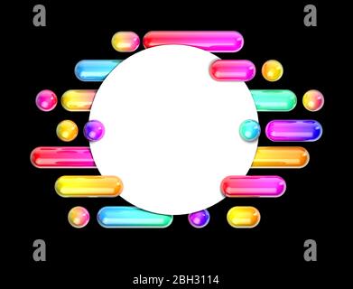 Bannière géométrique de style abstrait funky des années 80. Rendu 3D Banque D'Images