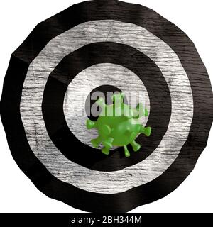 Guérir l'infection par un traitement médical ciblé avec des doses de produits pharmaceutiques. Proximité et cible de virus. Illustration tridimensionnelle Banque D'Images