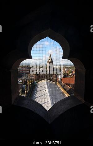 Hôtel de ville de Chester; d'une fenêtre dans la tour de la cathédrale; Cheshire; Royaume-Uni Banque D'Images