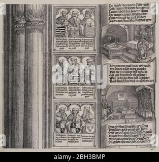 La tombe érigée par Maximilian pour son Père; et le Trésor impérial; avec des traits des ancêtres et des proches de Maximilian, de l'arche d'honneur, preuve, datée de 1515, imprimée 1517-18, 1515. Banque D'Images