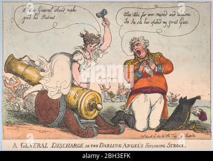 Une décharge générale ou la course de finition de l'Ange Darling, 13 mars 1809. Banque D'Images