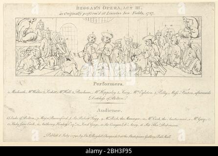 Clé avec la liste des artistes interprètes ou exécutants et public à : l'Opéra des débutants, 1er juillet 1790. Banque D'Images
