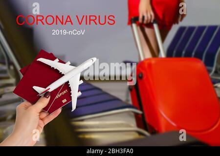 Infection chinoise par le virus de Novel Corona, avion Banque D'Images