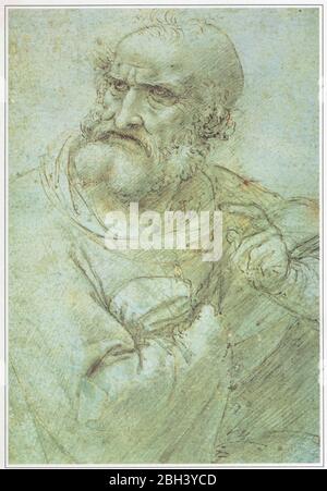Léonard de Vinci. Étudiez pour un apôtre de la dernière Cène. 1495 Banque D'Images