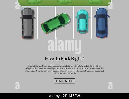 Parking vectoriel avec voitures et illustration de la vue de dessus d'une voiture garée incorrecte Illustration de Vecteur