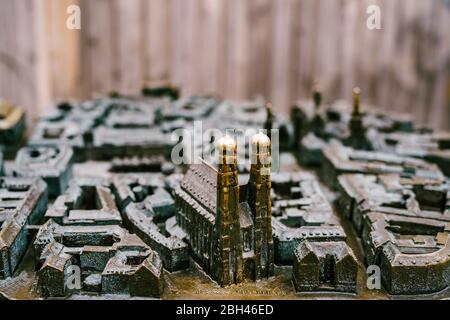 Munich, ALLEMAGNE - 9 MARS 2018 : carte miniature en bronze de Munich. Carte bronze, modèle de la ville. Ville miniature de Munich en Allemagne à partir de bronze Banque D'Images