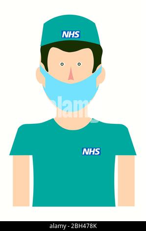 Employé de NHS Healthcare dans le vecteur PPE Illustration de Vecteur