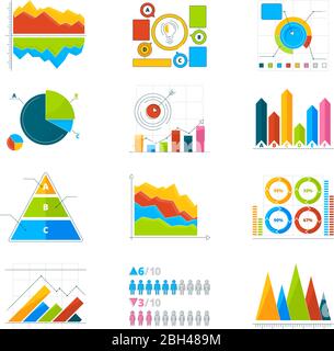 Éléments vectoriels modernes pour les infographies. Barres horizontales et verticales, formes de cercles, graphiques. Graphique et graphique circulaire, illustration Web du diagramme graphique Illustration de Vecteur