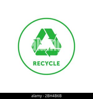 Recyclage d'un simple autocollant vert rond avec bande, bande ou boucle Mobius. Élément de conception pour le conditionnement de matériel de conception et de promotion. Vecteur Illustration de Vecteur