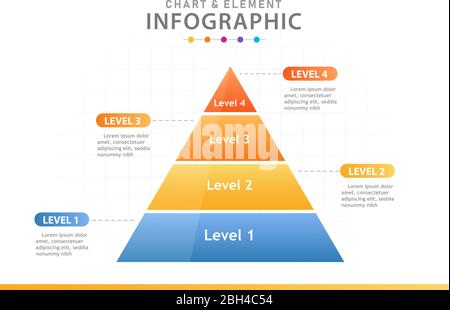 Modèle d'infographie pour les entreprises. Diagramme Pyramid Chart en 4 étapes, infographie vectorielle de présentation. Illustration de Vecteur