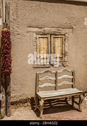 Taos Nouveau Mexique, Maison Kit Carson et extérieur du musée. Banque D'Images