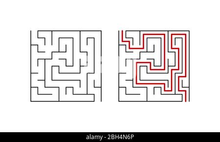 Labyrinthe de labyrinthe pour bébé. Jeu logique simple avec solution. Illustration vectorielle. Illustration de Vecteur